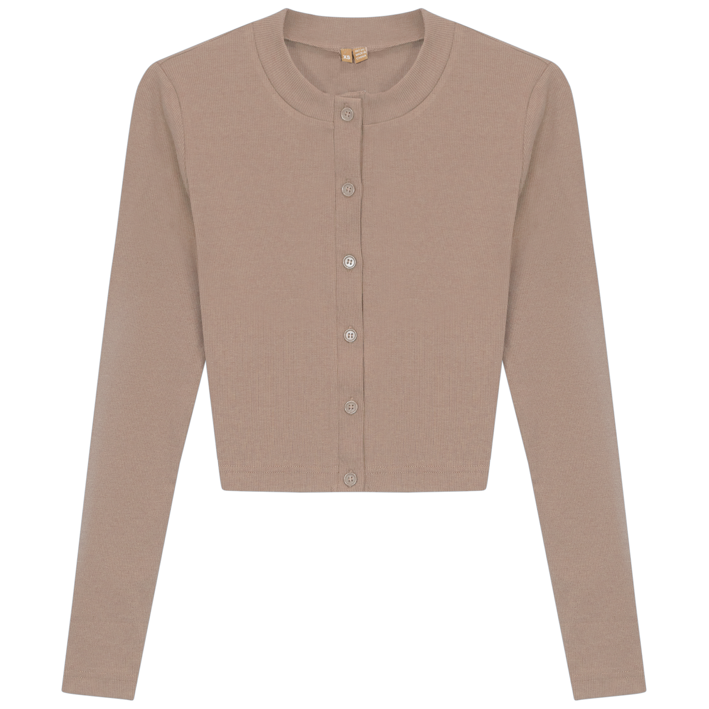 Ribbed Cropped Cardigan Sand