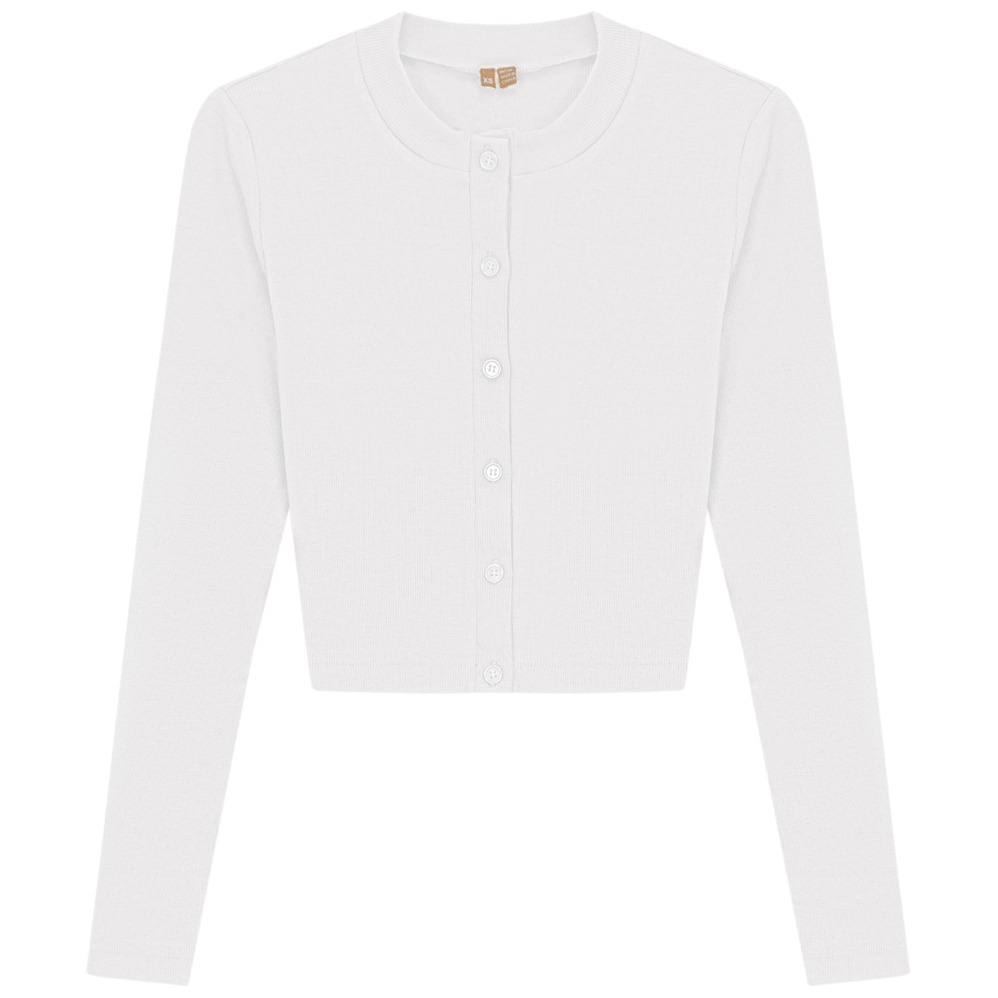 Ribbed Cropped Cardigan White