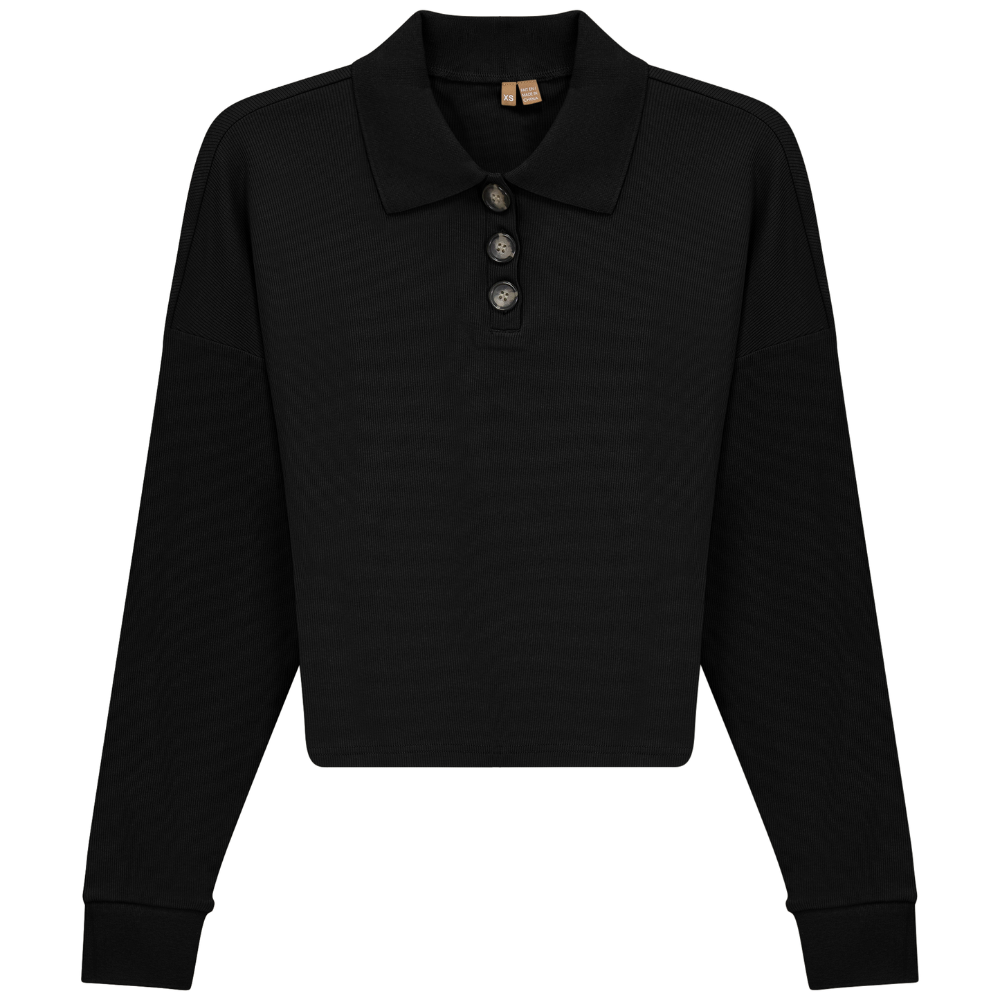 Cropped Ribbed Tee Black