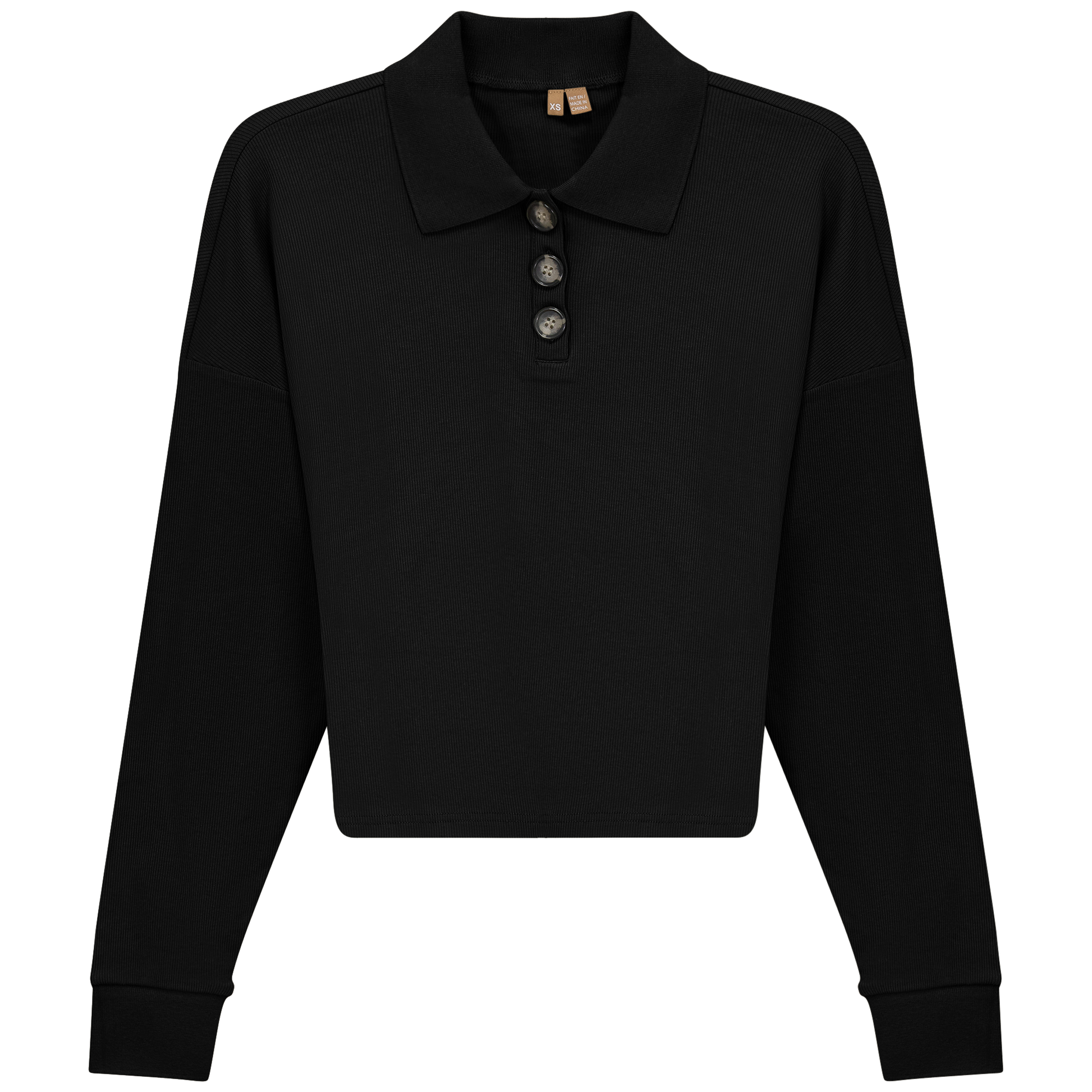 Cropped Ribbed Tee Black