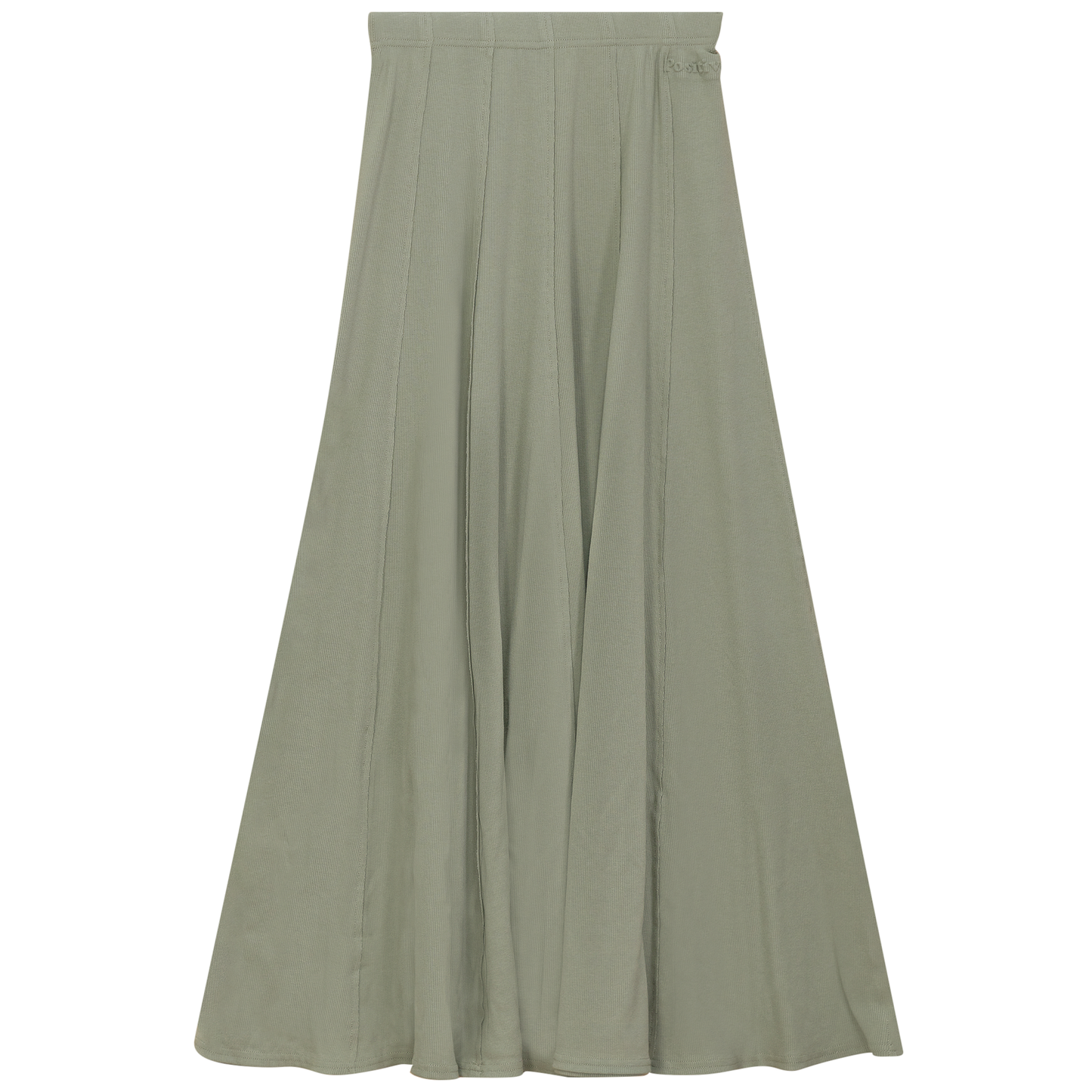 Ribbed Midi Panel Skirt Basil