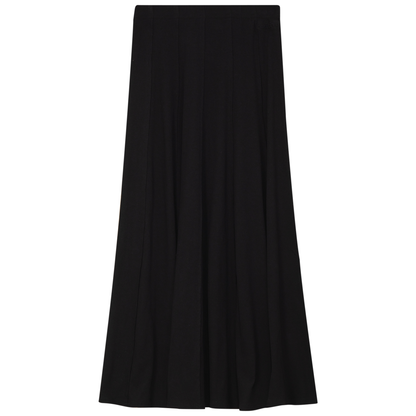 Ribbed Midi Panel Skirt Black