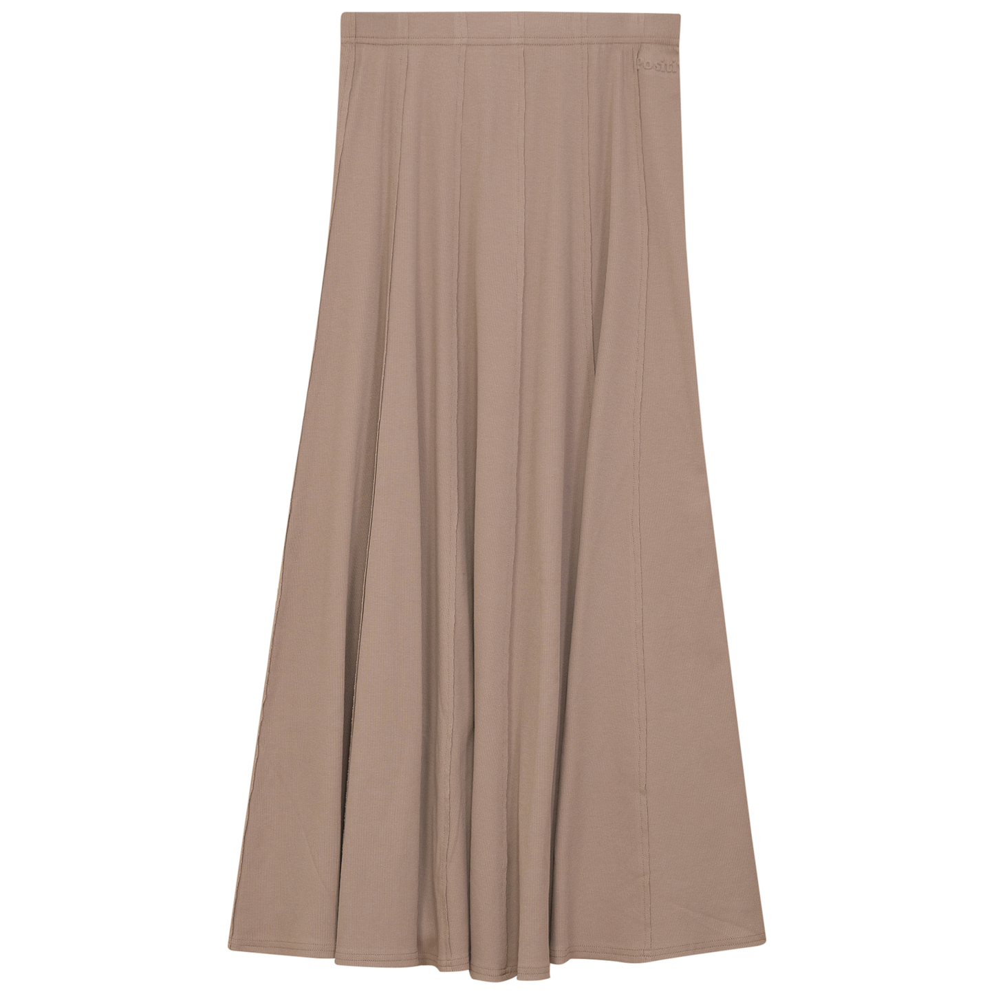 Ribbed Midi Panel Skirt Sand