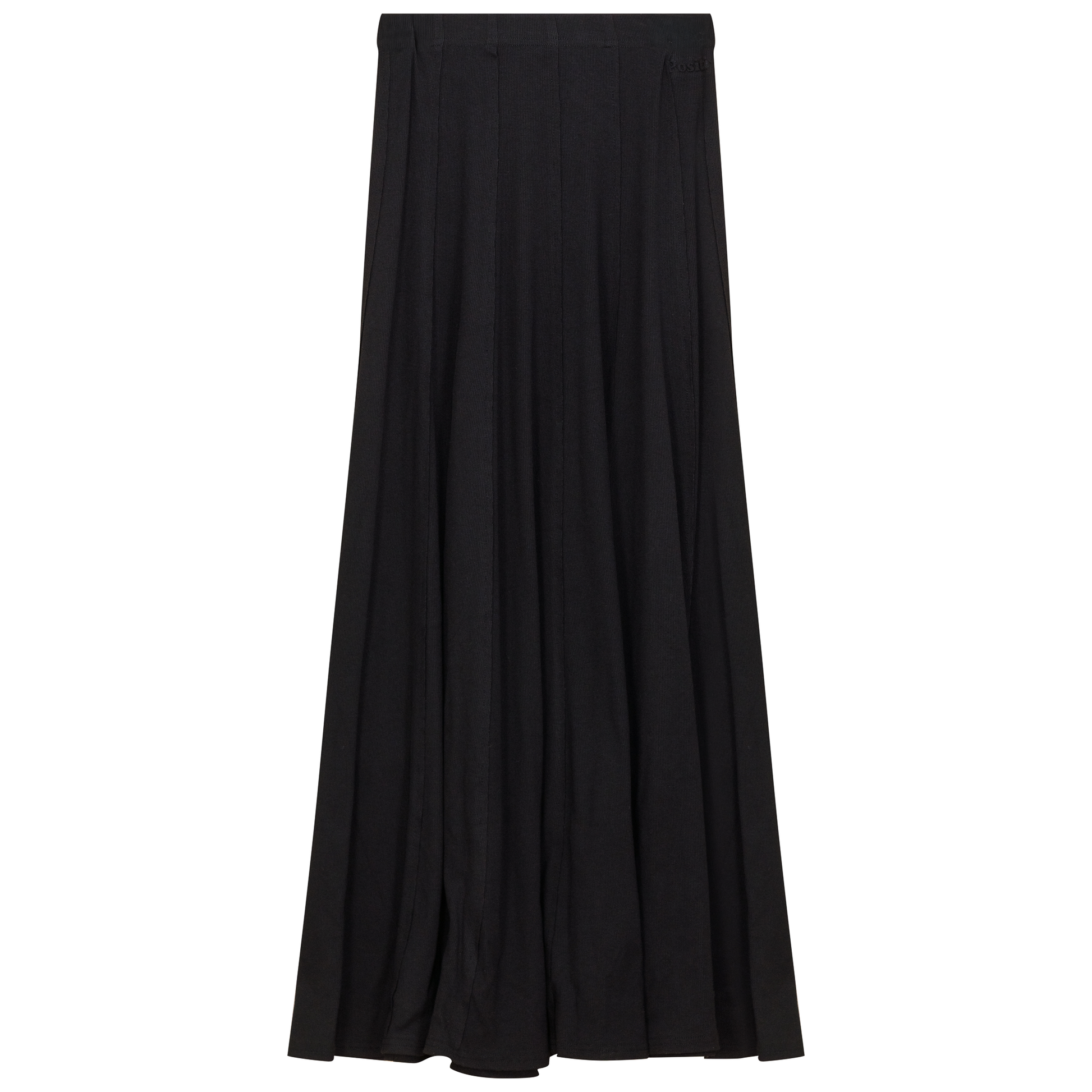 Ribbed Maxi Panel Skirt Black