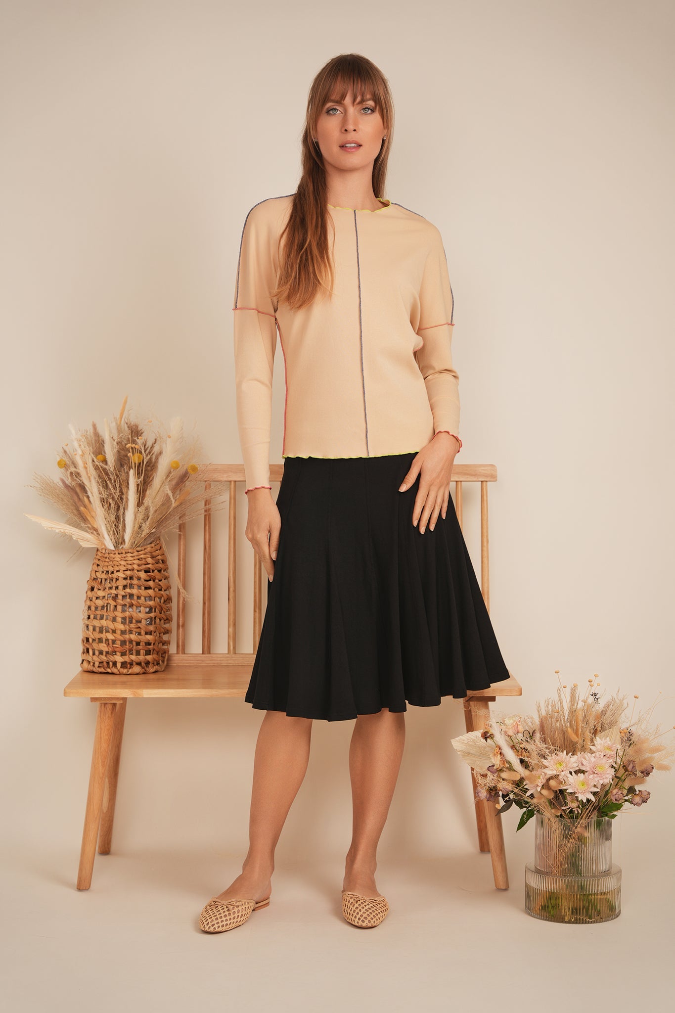 Ribbed Short Panel Skirt