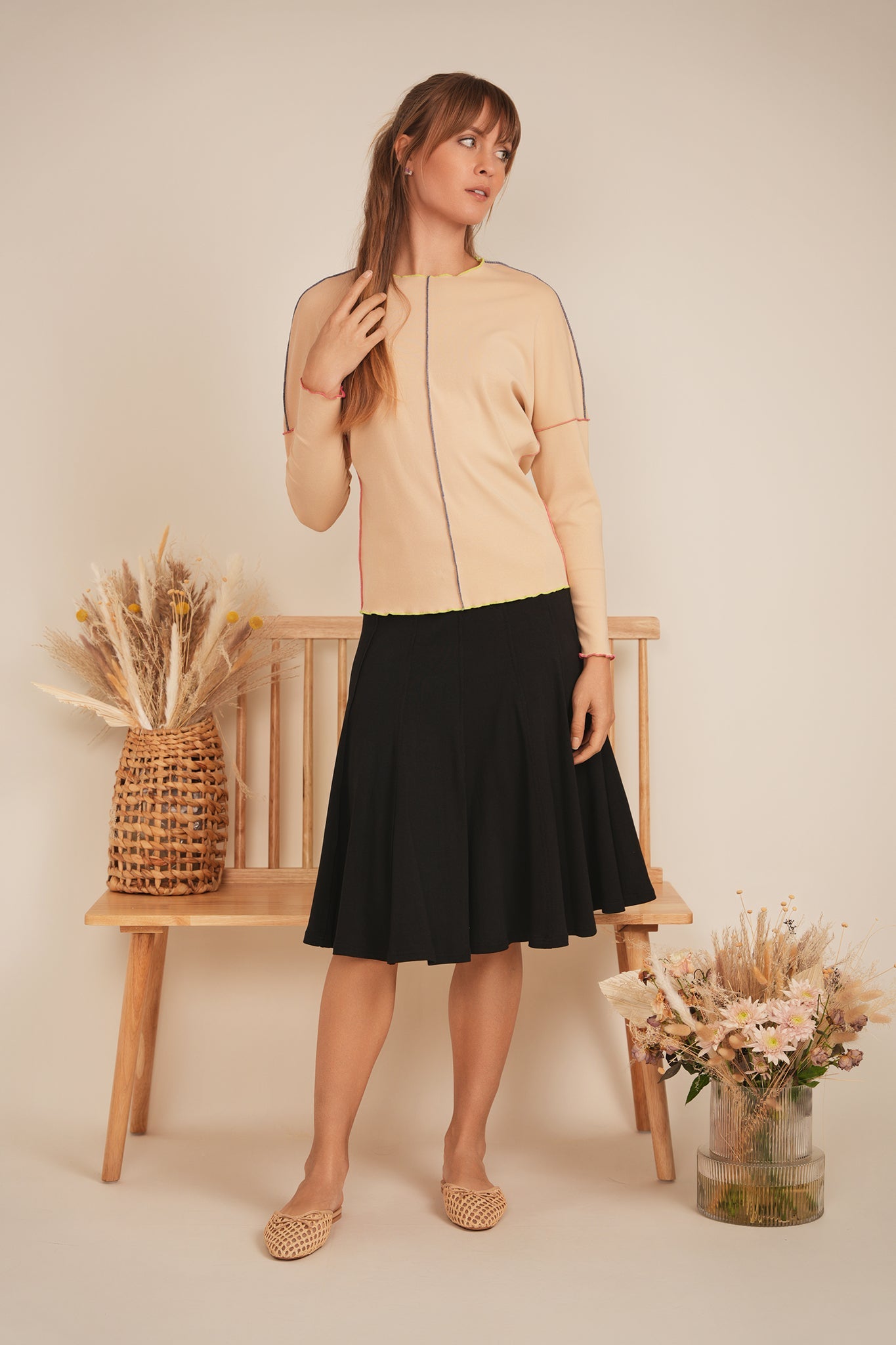 Ribbed Short Panel Skirt