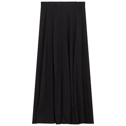 Ribbed Midi Panel Skirt Black