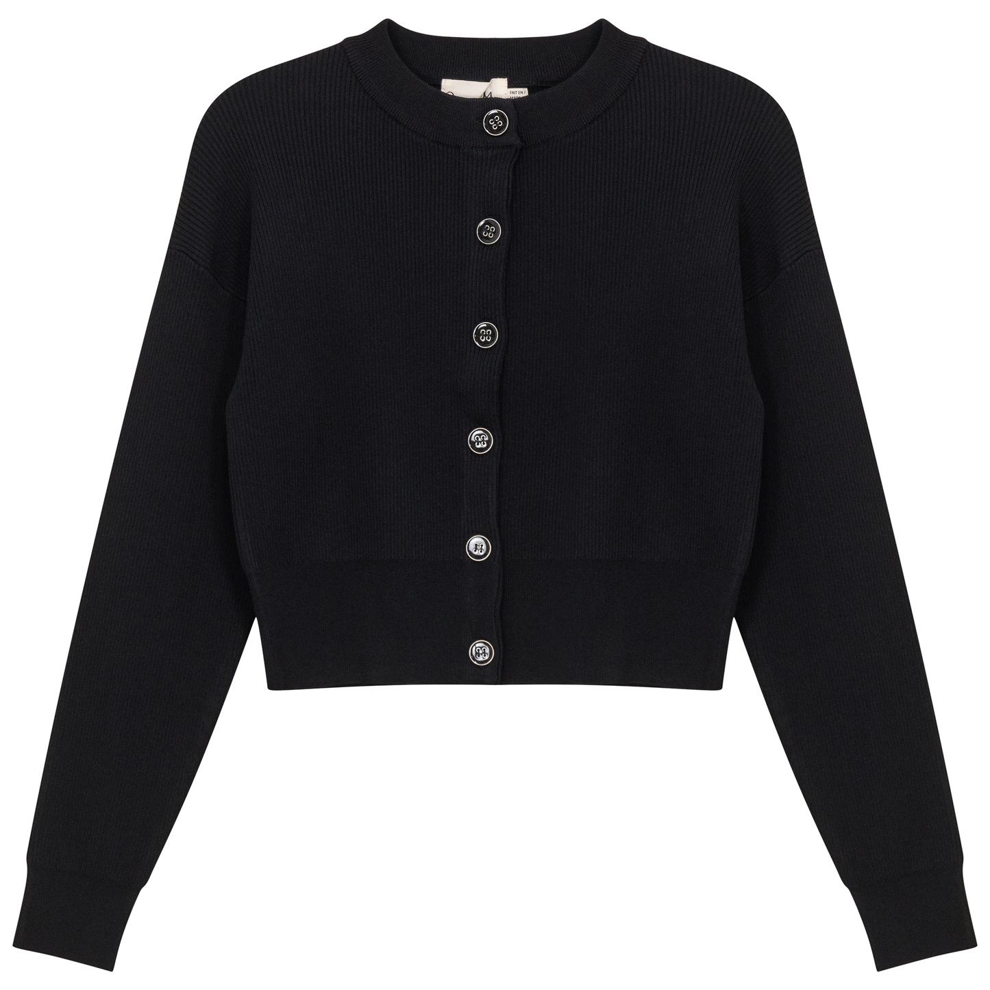 Cropped Knit Cardigan Black