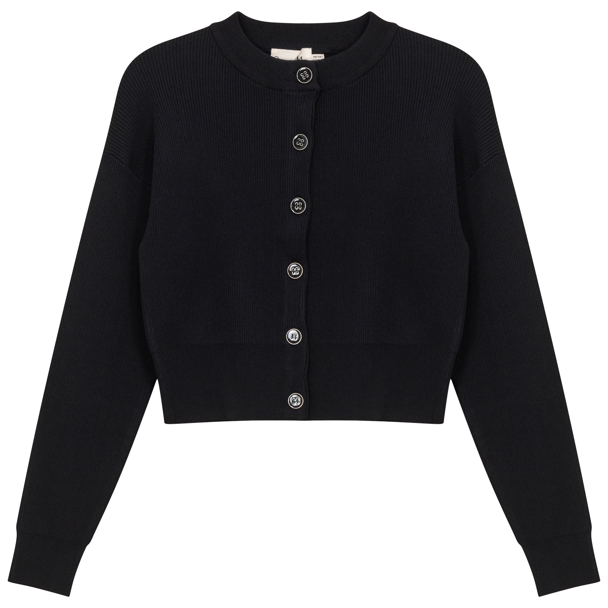 Cropped Knit Cardigan Black