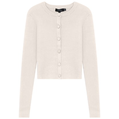 Cropped Fit Ribbed Knit Cardigan Cream