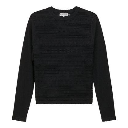 Crochet Knit Cropped Sweater Black