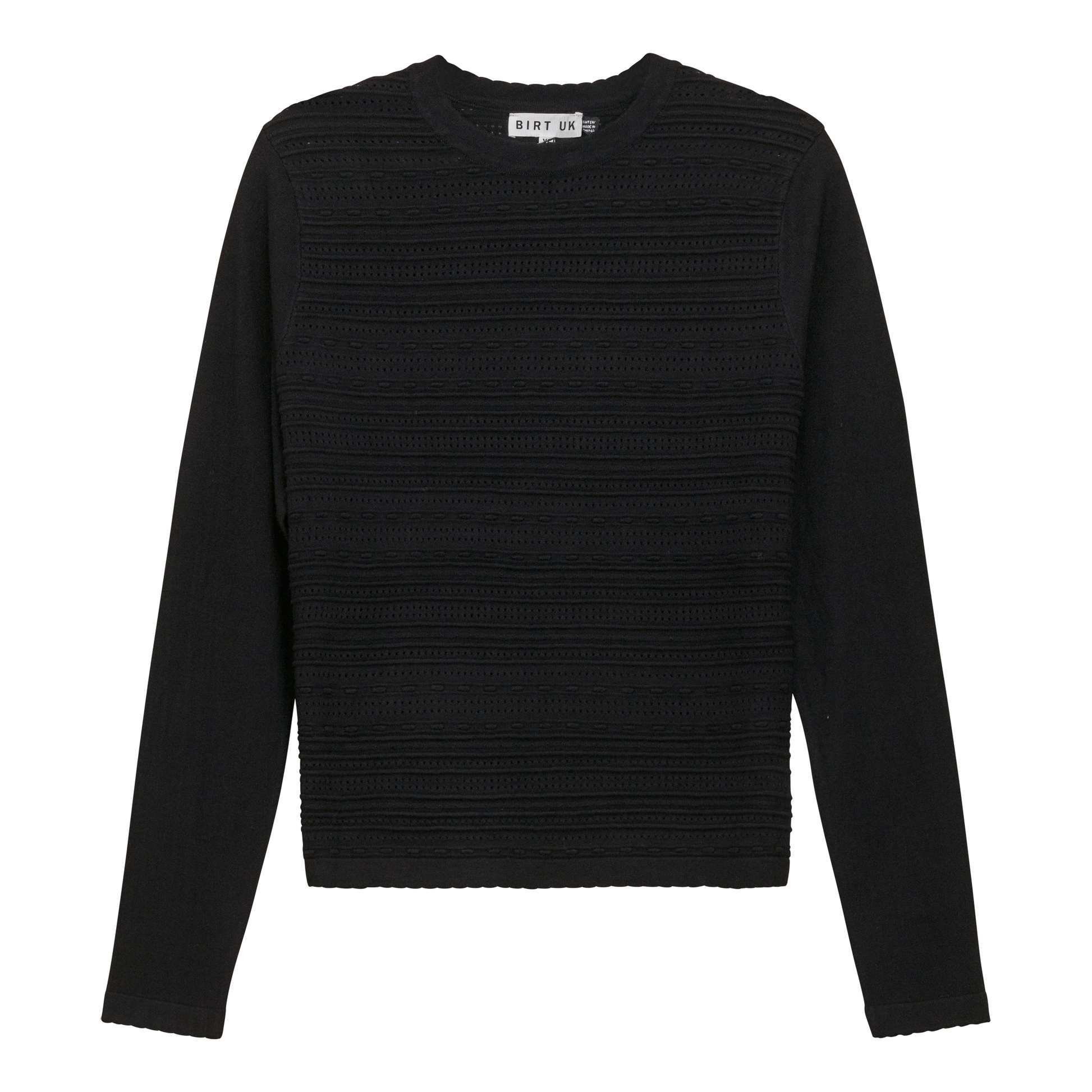 Crochet Knit Cropped Sweater Black