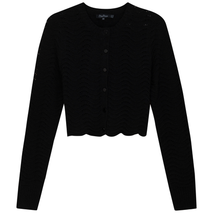 Cropped Wave Sweater Black