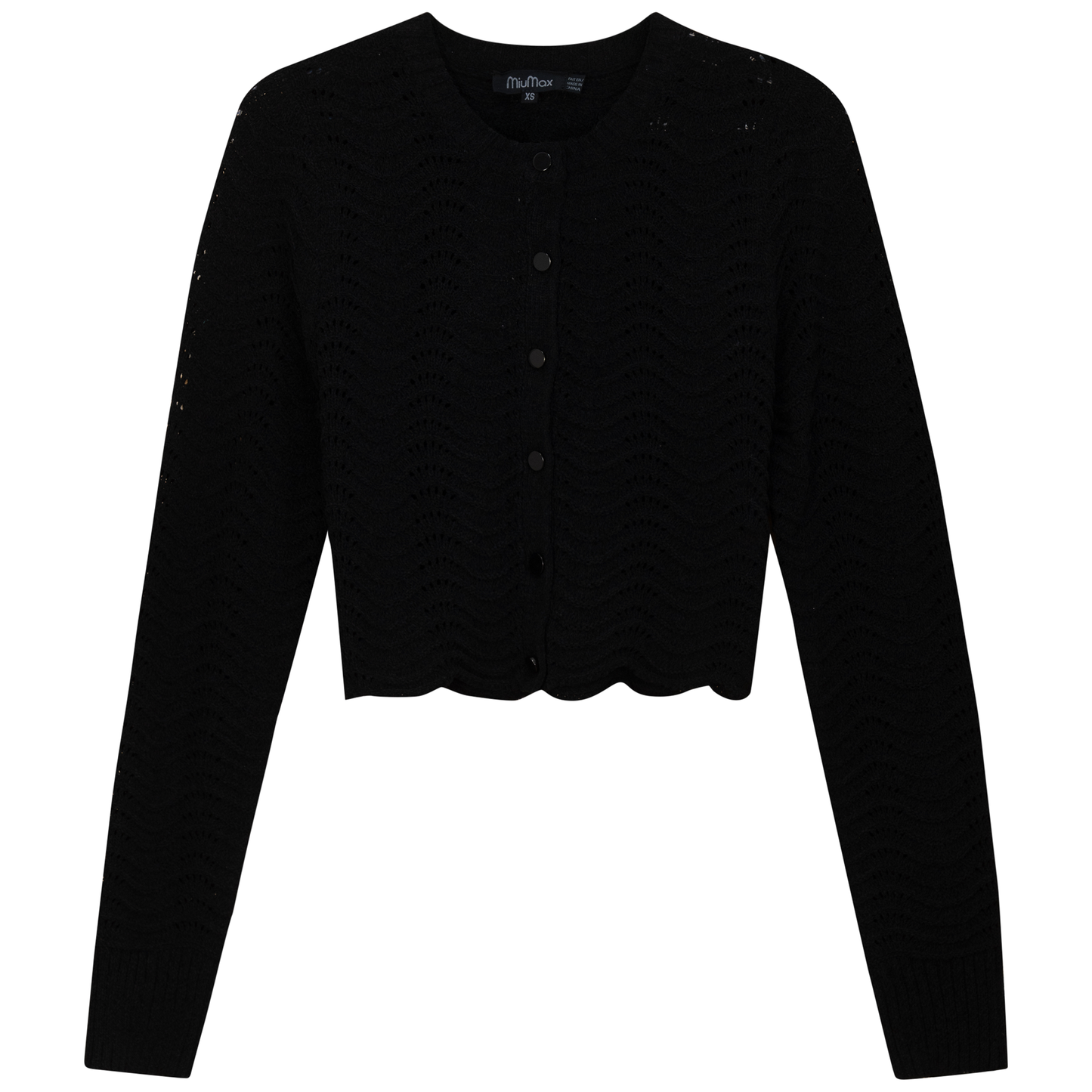 Cropped Wave Sweater Black
