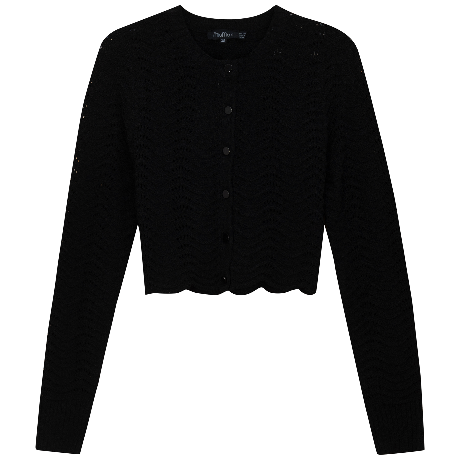 Cropped Wave Sweater Black
