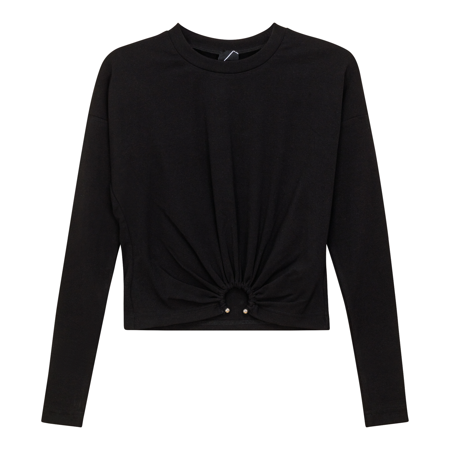 Cropped Gathered Ring Tee Black