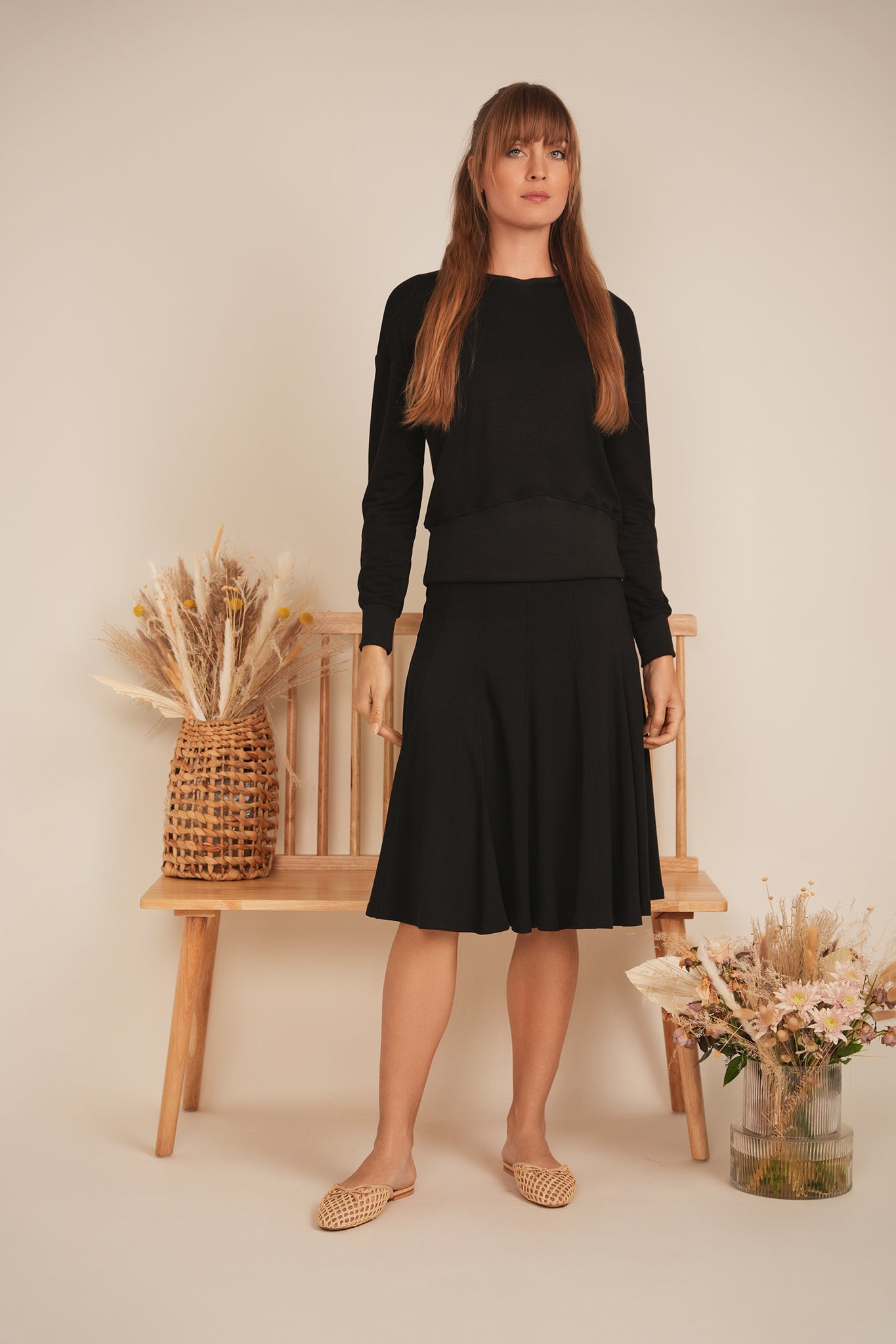 V Neck Sweatshirt Rib Combo