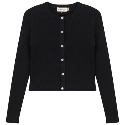 Cropped Knit Cardigan Black