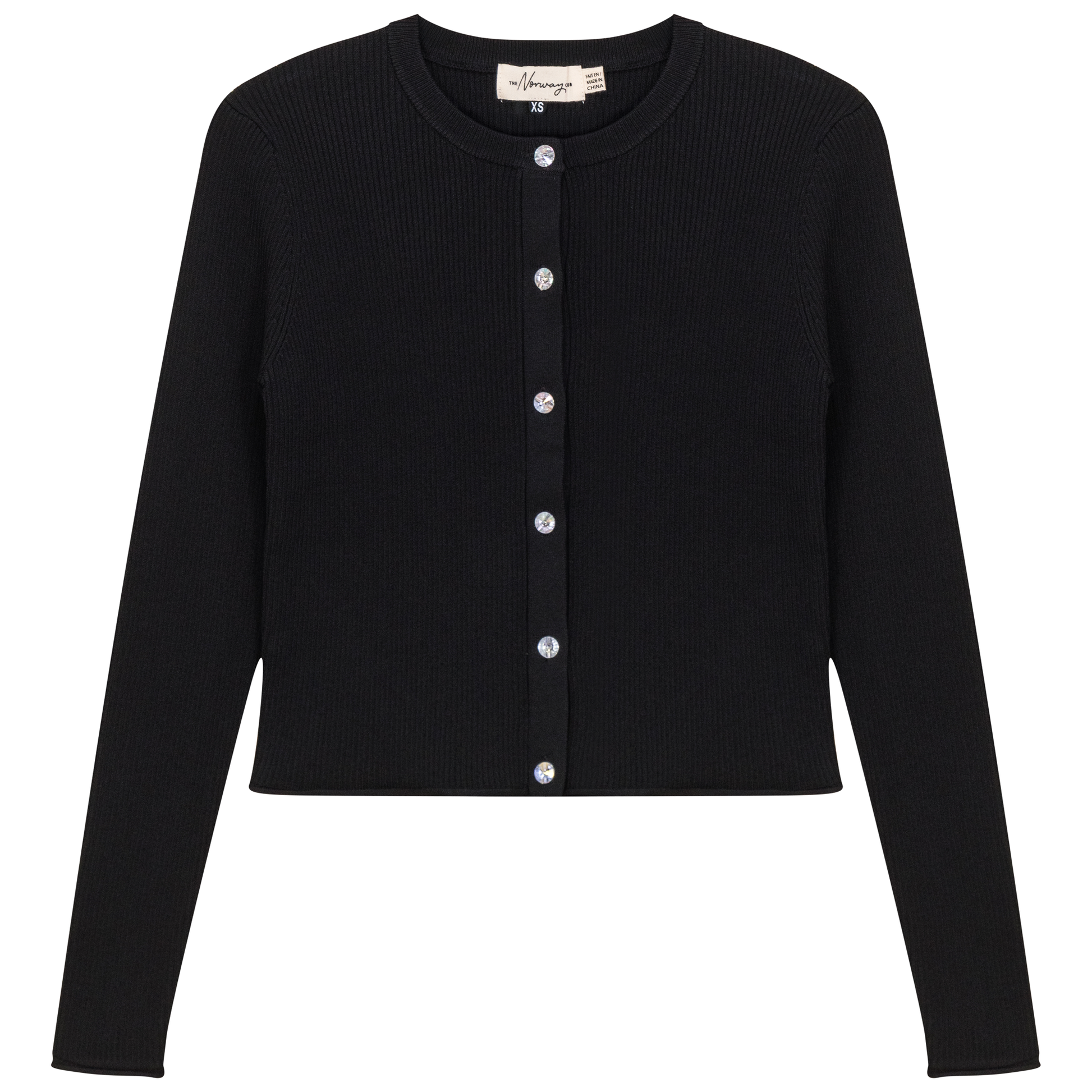 Cropped Knit Cardigan Black