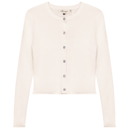 Cropped Knit Cardigan Cream