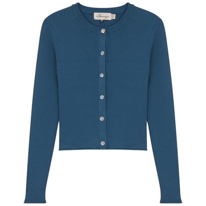 Cropped Knit Cardigan Midnight Blue