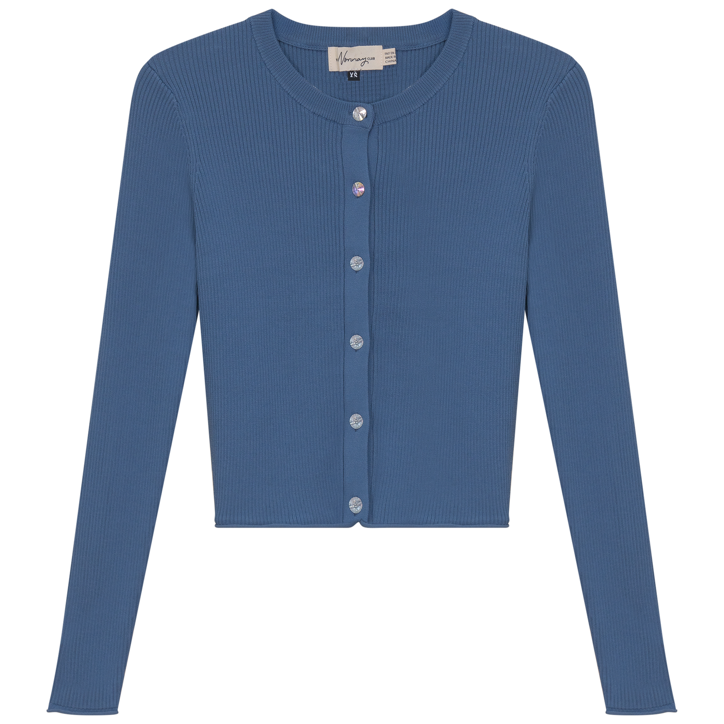 Cropped Knit Cardigan Steel Blue