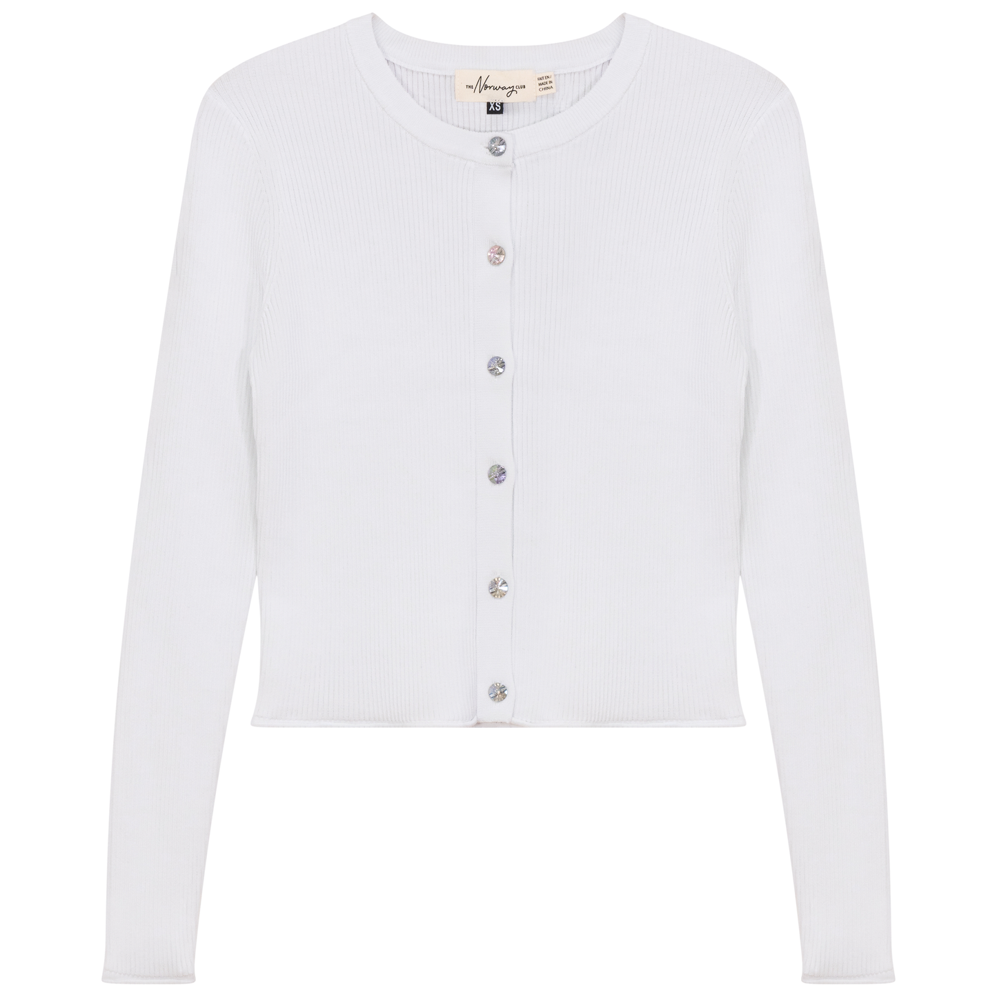 Cropped Knit Cardigan White