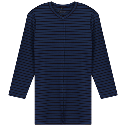 Striped Ribbed V Neck Tee Cobalt