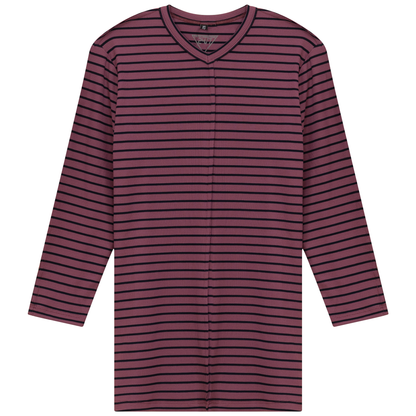 Striped Ribbed V Neck Tee Viola