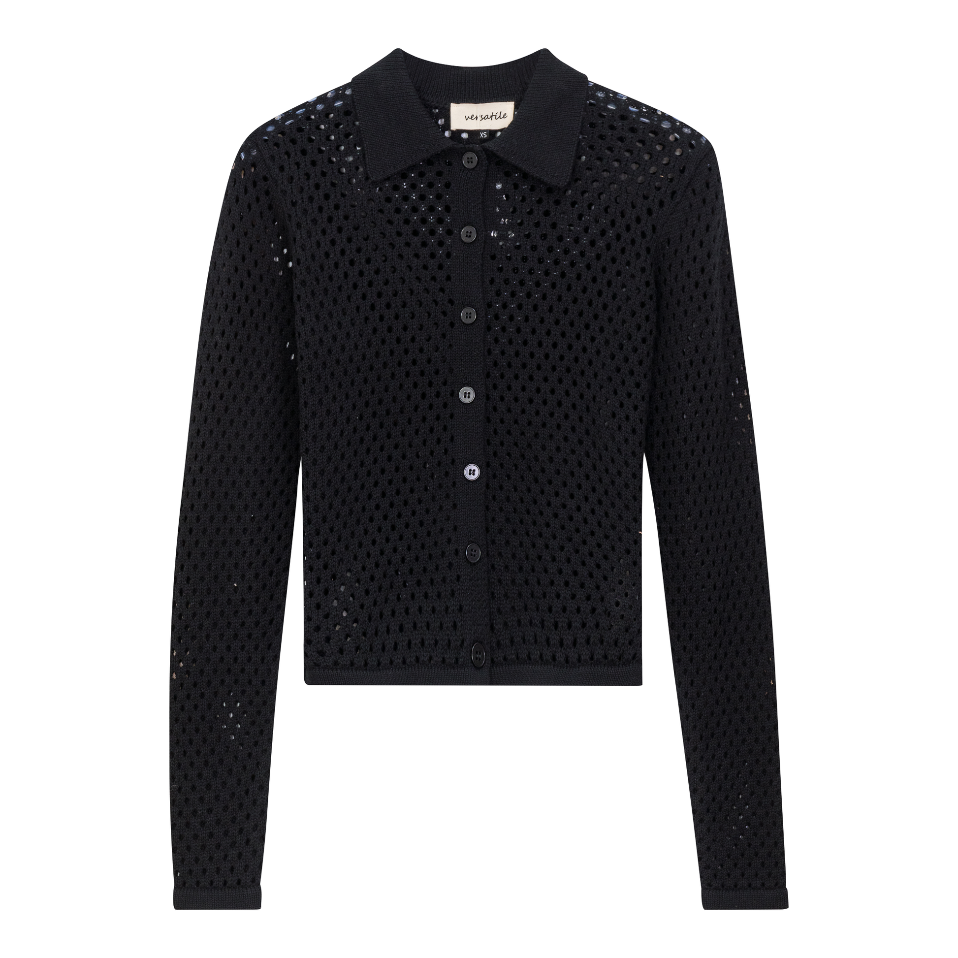 Cropped Crochet Sweater Black