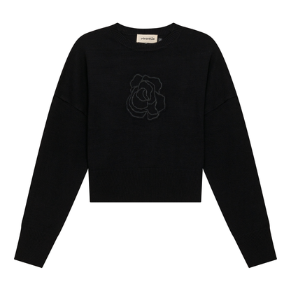 Crew Emboridered Sweater Black