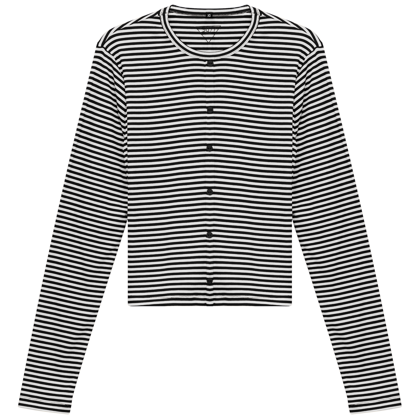 Cropped Striped Cardigan Tee Black White