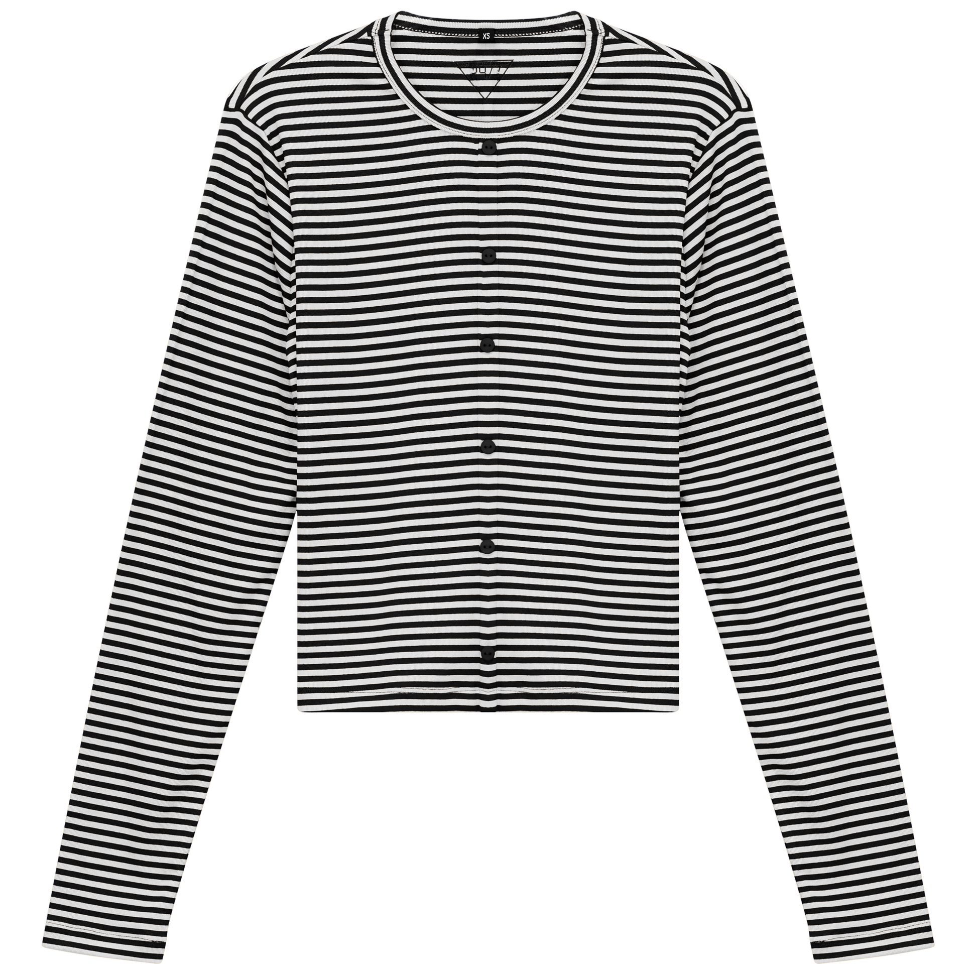 Cropped Striped Cardigan Tee Black White