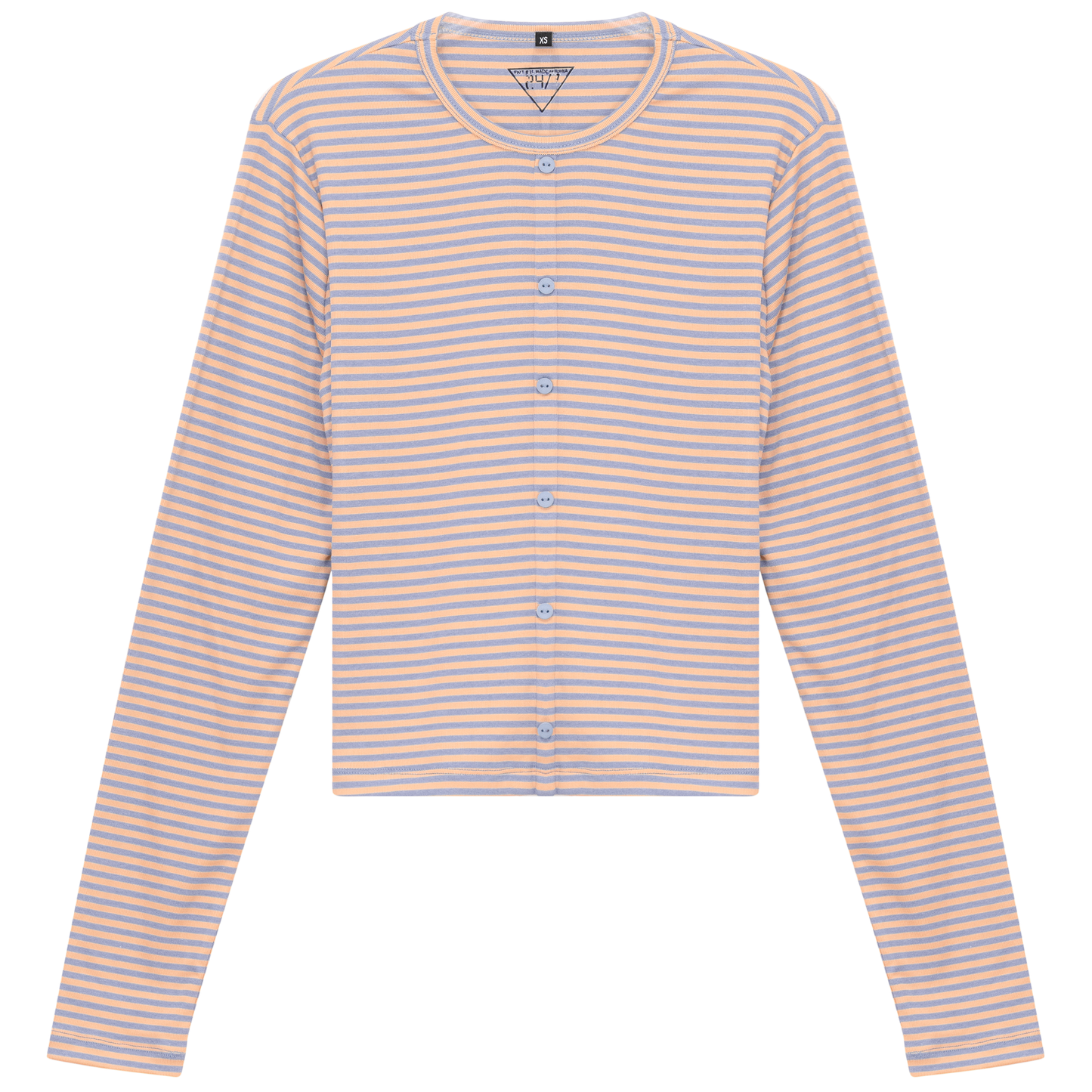 Cropped Striped Cardigan Tee Light Denim Mauve