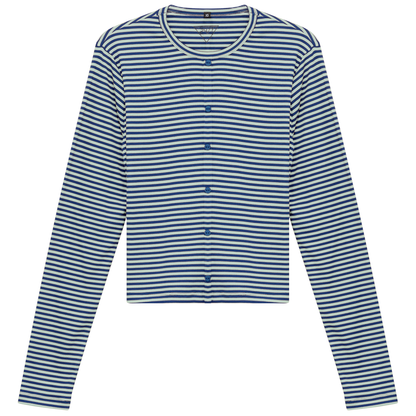 Cropped Striped Cardigan Tee Sapphire Mint