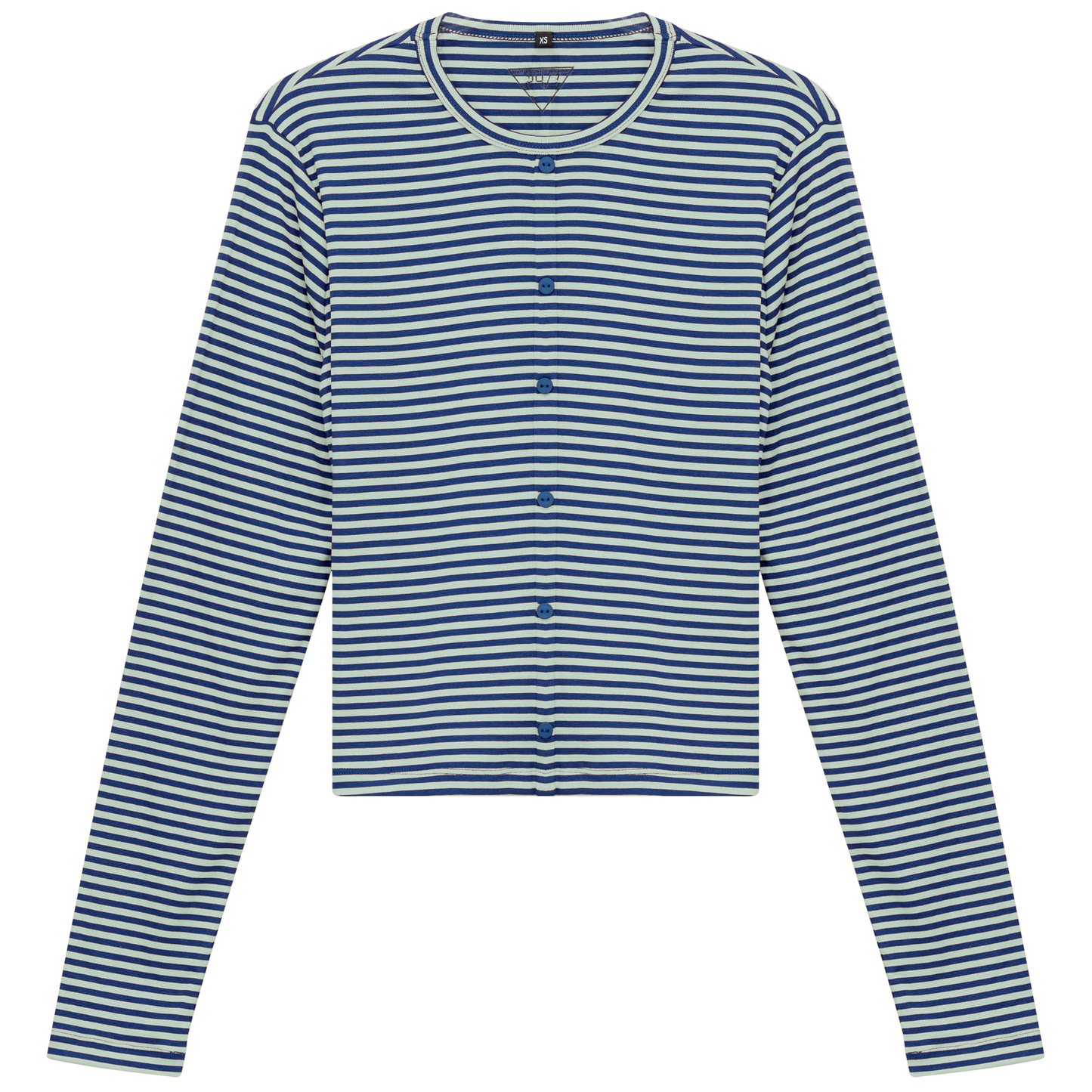 Cropped Striped Cardigan Tee Sapphire Mint