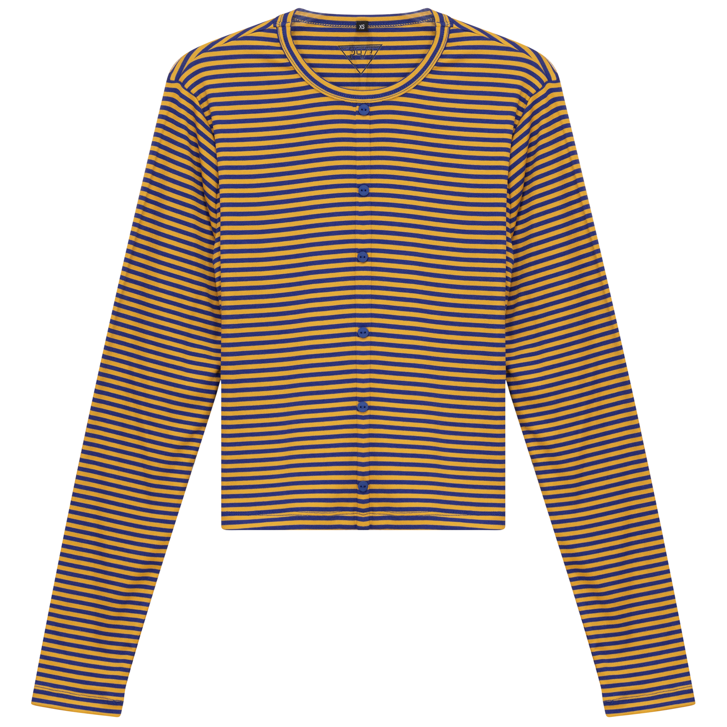 Cropped Striped Cardigan Tee Sapphire Mustard