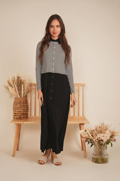 Cropped Striped Cardigan Tee