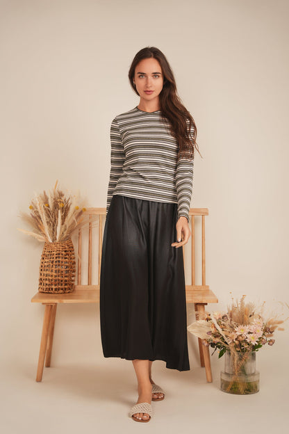 Striped Metalic V Neck Tee