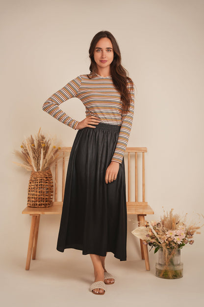 Striped Metalic V Neck Tee