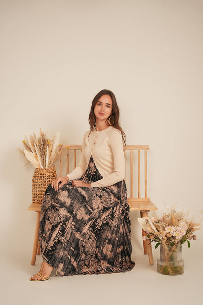 Midi Pleated Jumper Cardigan Set