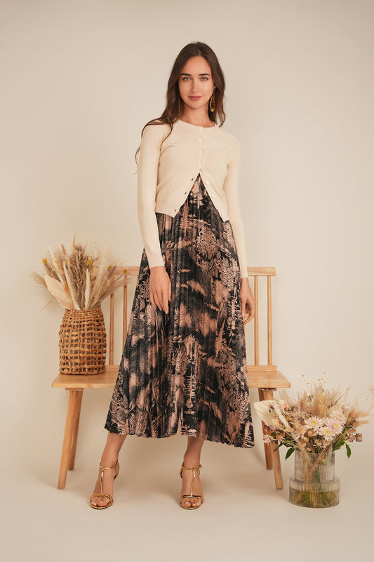 Midi Pleated Jumper Cardigan Set