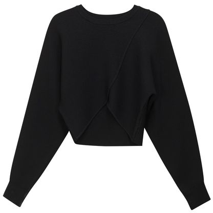 Cropped Wrap Top Black