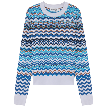 Crochet Knit Top Light Blue Multi