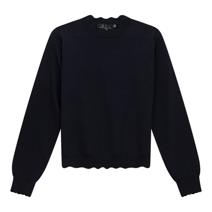 Scallop Knit Top Dark Navy