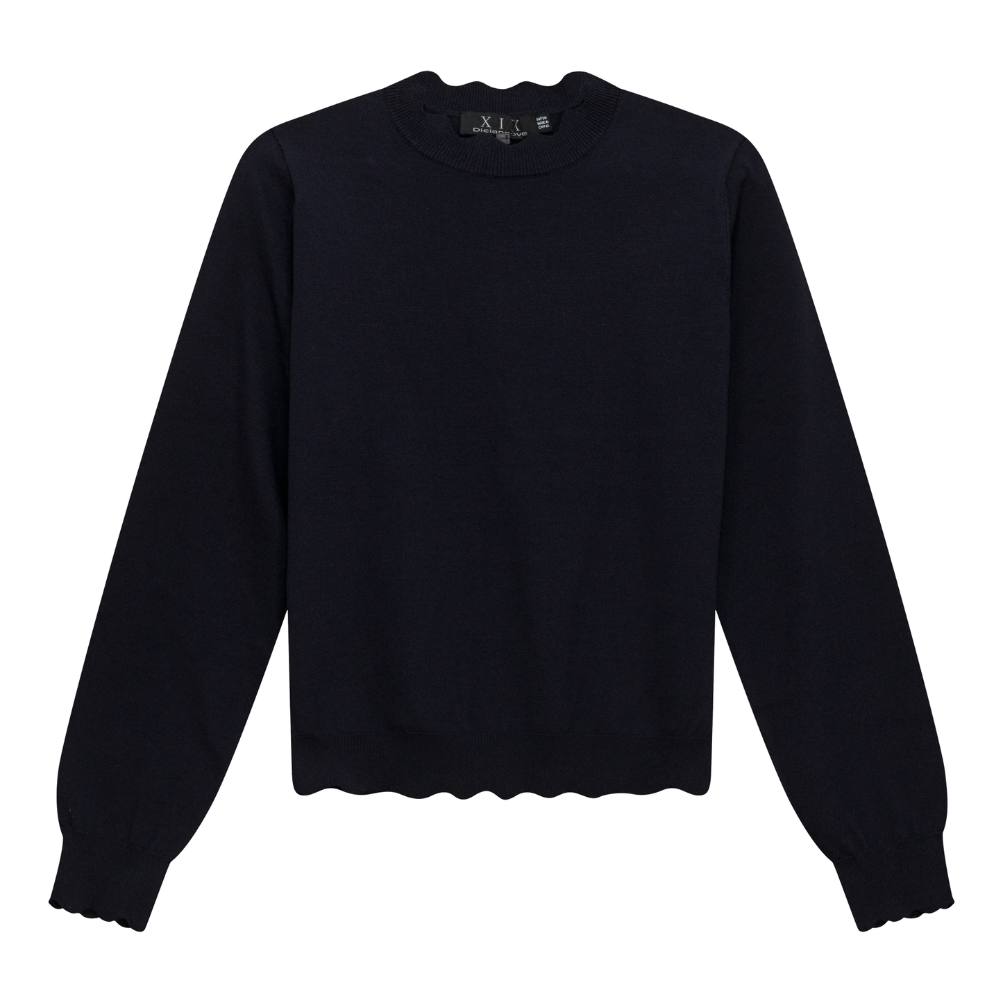 Scallop Knit Top Dark Navy