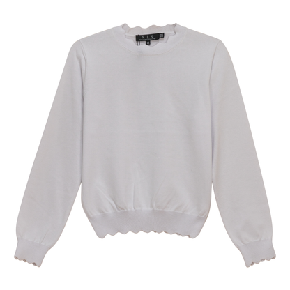 Scallop Knit Top White