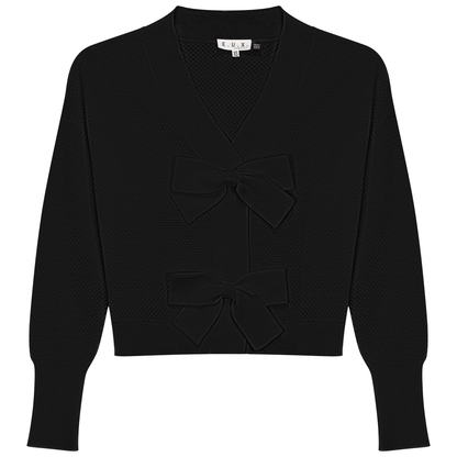 Crochet Bow Cardigan Black