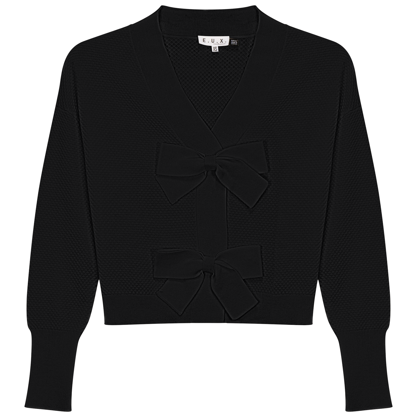 Crochet Bow Cardigan Black