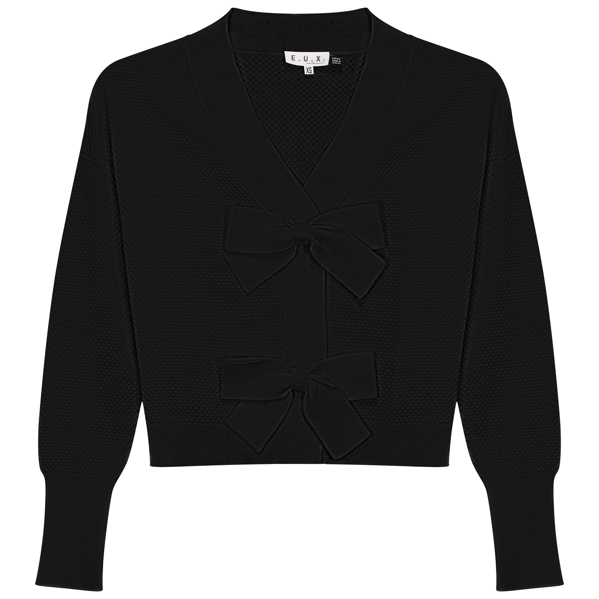 Crochet Bow Cardigan Black